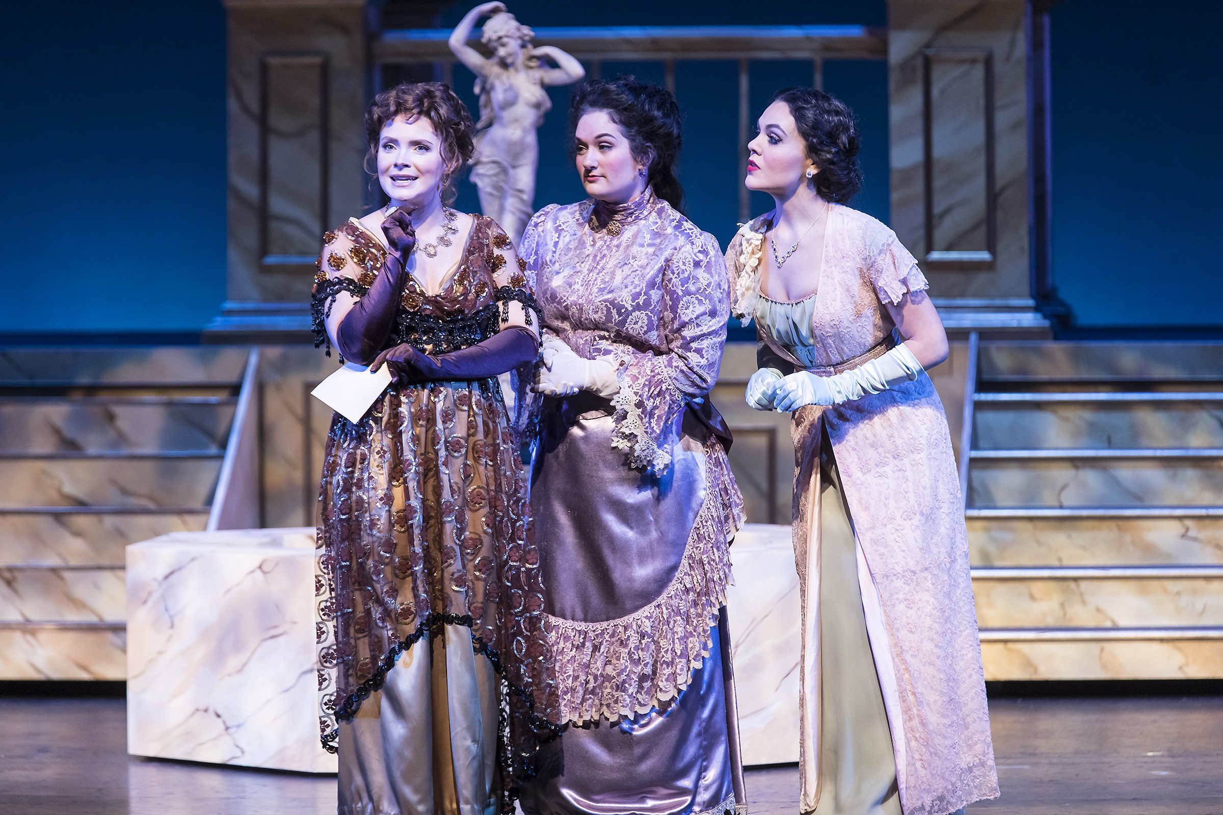 Three female singers performing in Franz Lehar's Mock Marriage