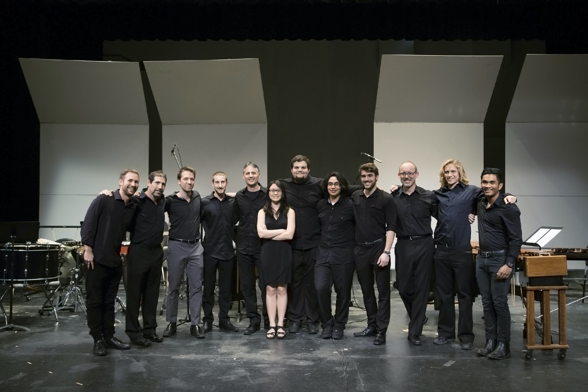 UCSB Percussion Ensemble with special guests Wade Culbreath, James Beauton, and Ken McGrath after their Winter 2016 concert. Jon Nathan, Director